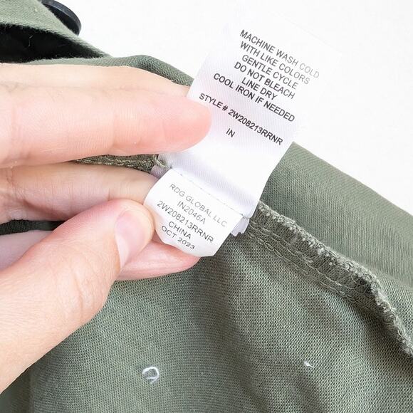 RACHEL Rachel Roy Raw Hem Utility Denim Jacket In Fresh Olive, size L - Picture 9 of 9